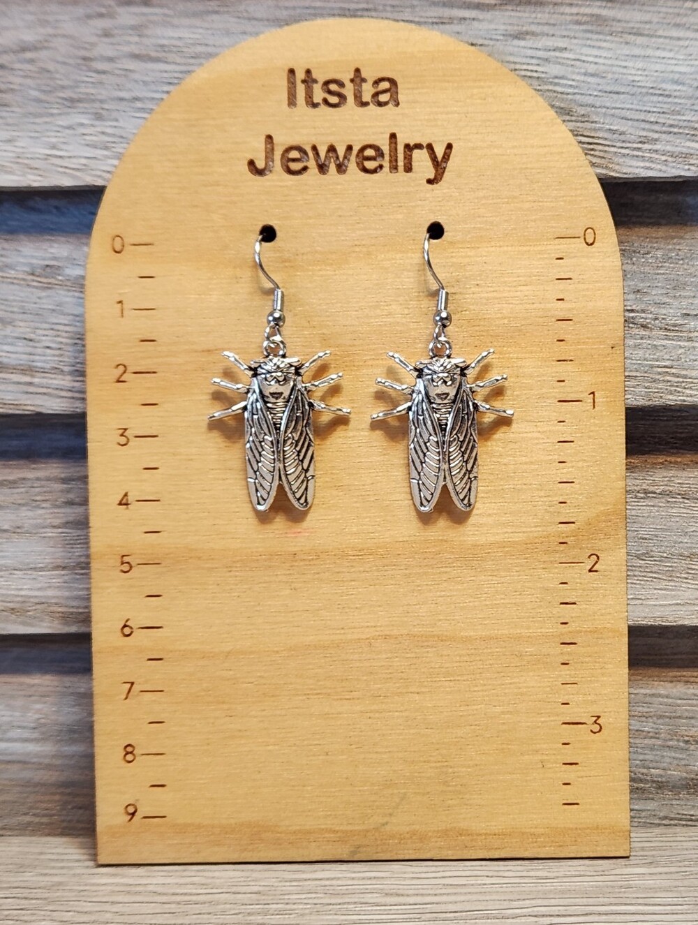 Cicada Tibetan Silver Charms on Stainless Steel French Earwires A14